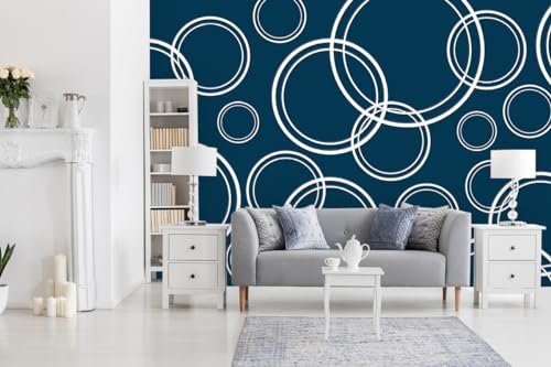 Glücksvilla - Carta da parati autoadesiva (240 x 300 cm x H) - Div. Dimensioni - Carta da parati in tessuto non tessuto - Decorazione da parete moderna - Motivo 08 bolle - Colore 22 Blueberry - Motivi