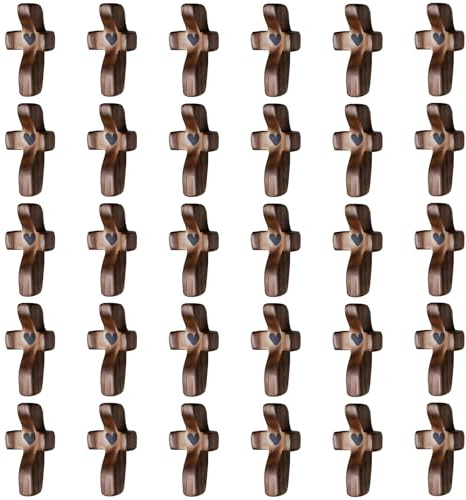 30-Pack Wooden Cross Fidget, Handmade Pocket Wood Crosses, Cross My Heart | Encouragement Gift, Relieve Anxiety for Yourself, Inspirational Easter Gift for Christian Faith, Prayer, Valentines Day Gifts