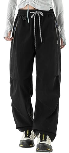 SEAUR - Pantaloni cargo da donna per escursionismo, stile paracadute, larghi e aderenti, ad asciugatura rapida, leggeri, con tasche con cerniera, coulisse, polsini alla caviglia resistenti all'acqua