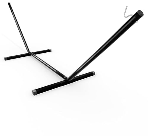 Garvee Soporte para Hamaca de Acero de 3,66 Metros, Estructura Resistente en Forma de T con Capacidad de 204 kg para Jardín y Exterior, Incluye Ganchos y Cadenas, Fácil Montaje sin Herramientas, Negro