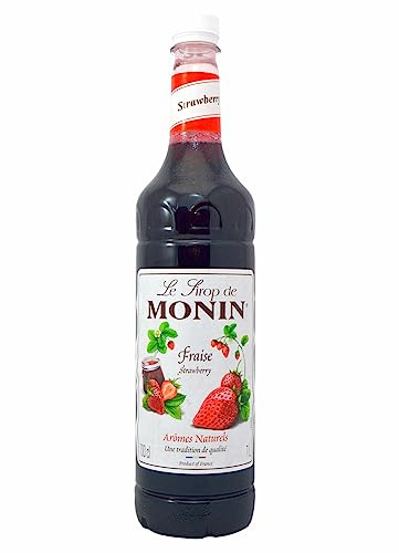 MONIN Premium Strawberry Syrup 1L for Cocktails and Mocktails. Vegan-Friendly, Allergen-Free, 100% Natural Flavours and Colourings
