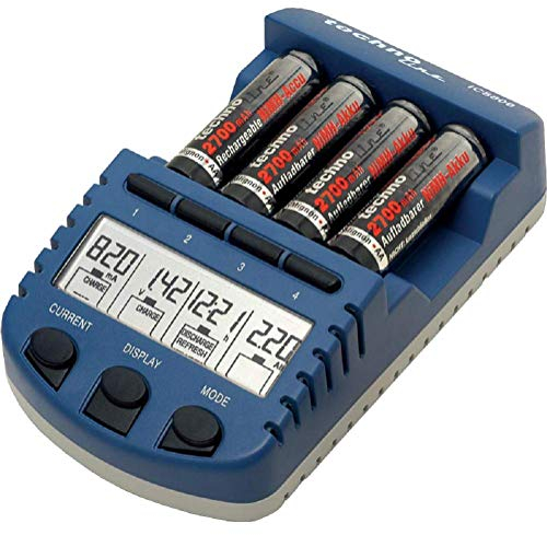 Techno line BC 1000 Set Akku-Ladegerät blau