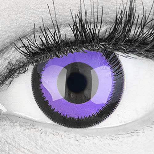 Funnylens, 1 paio di lenti a contatto colorate lilla con bordo nero, di alta qualita, per e carnevle e fest, con contenitore per lenti a contatto, non graduate