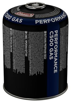 Coleman C500 Performance gas cartridge, valve cartridge with screw valve, suitable for camping stoves, camping grills or lamps, 440 g powerful butane or propane mixture, use up to freezing point