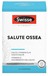 SWISSE Ultiboost - Integratori Alimentari con Vitamina D3 K2 e Calcio, Integratore Donna e Uomo per Mantenimento di Ossa Sane e della Funzione Muscolare, Made in Italy, 60 Compresse Divisibili in 2