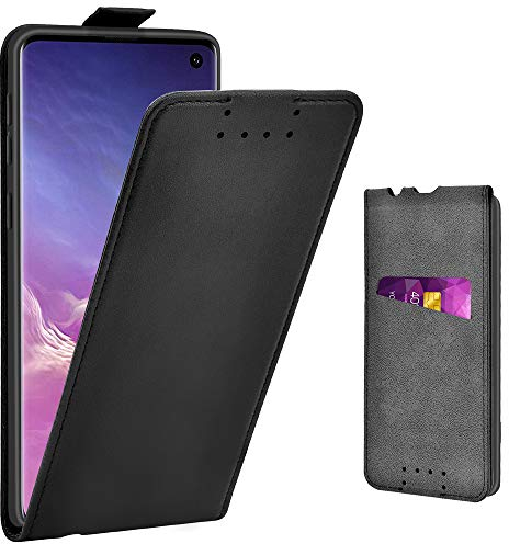 Adicase Galaxy S10 Hülle Leder Tasche für Samsung Galaxy S10 Handyhülle Flip Case Schutzhülle (Schwarz)