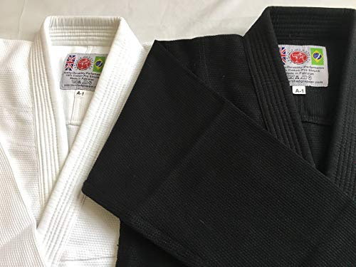 Certified Grappler BJJ Gi WHITE for Adults Premium Quality Plain Matching Stitch Brazilian Jiu Jitsu Pearl Weave (A3)