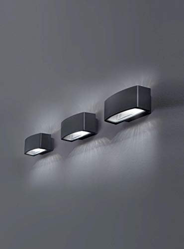 Universo - Applique da esterno lampada da parete in alluminio e vetro per giardino e terrazzo - IP44 attacco E27 max 60W dim. 12,5x22x9 cm (Nero)