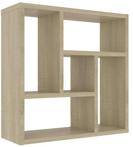 vidaXL Estantería Pared Estante Libros Mueble Archivador Decoración Oficina Habitación Estable Duradera Contrachapada Roble Sonoma 45,1x16x45,1cm