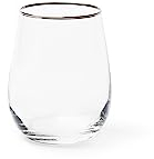 Excelsa Platinum 6er Set Wasserbecher, mundgeblasenes Glas, Rand silber, 470 ml