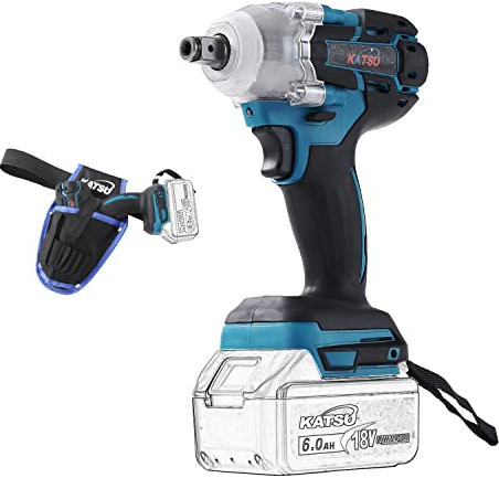 Llave de Impacto Inalámbrica Brushless 21V KATSU FIT-BAT, 1/2 400Nm, Motor sin Escobillas, con Bolsa de Transporte y 2 Adaptadores, sin Batería ni Cargador 102478