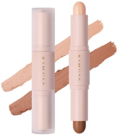 KIMUSE 2Color Dual Cream Contour Stick, Highlight & Contour Bronzer Stick, lunga durata e impermeabile, kit per il trucco del viso con pelle chiara