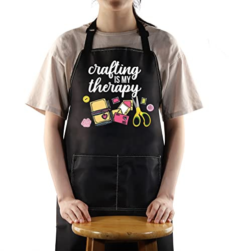 WZMPA Crafting Apron With Pocket Craft Lover Gift Crafting Is My Therapy Crafter Adjustable Tool Apron For Hand Crafting, Crafting Therapy Apron, Medium