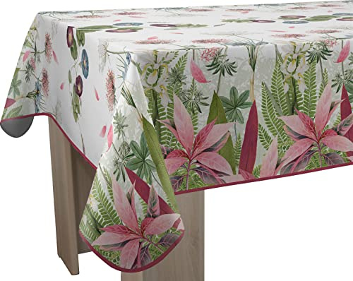 Le linge de Jules - Mantel Antimanchas (Rectangular, 150 x 300 cm, Rosa, Verde, Azul, Ciruela