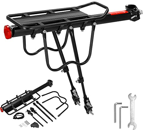 SPRINGOS Portaequipajes para Bicicleta de Aluminio, Carga máxima de 10 kg. Soporte para portaequipajes,Negro,57x16x40 cm