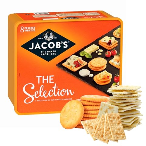 Cheese Biscuits Crackers Tub Multipack - 8 Different Selection of Delicious Biscuits for Cheese Cream Crackers Snacks 900g. Food Hamper for Cheeseboard, Birthday Gifts For Women with Topline Card