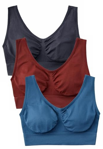 Hiking Gril Women's Comfort Wirefree Bralette Unpadded Sleep Yoga Bra 3pk XL