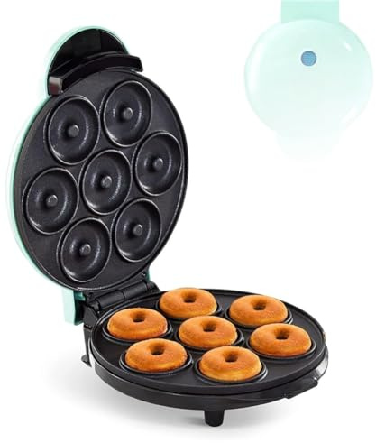 Mini Donut Maker Machine, Non Stick 7-håls elektrisk Donut Maker, Small Donut Snack Machine, Mini Donuts Maskin för hemfrukost, Maker Delicious Friendly Breakfast, Snacks, Desserter green