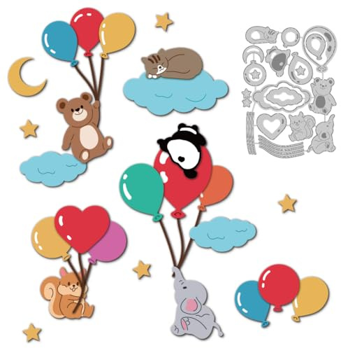 DELORIGIN Tier Stanzformen mit Wolken und Luftballons, Karbonstahl