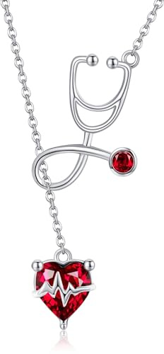 DAYLINLOVE stetoskop halsband 925 sterlingsilver sjuksköterska stetoskop halsband för kvinnor läkare medicinstudent examen smycken gåvor, Sterling Silber, Sterlingsilver, Ingen ädelsten