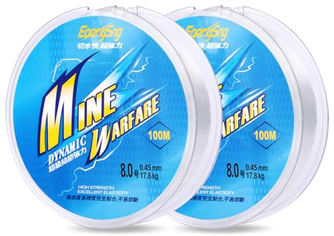 Flintronic 0.45mm/100m Fil de Pêche Transparente, Lot de 2 Ligne de Pêche Monofilament en Nylon, Résistant à l'usure, pour Truite, Carpe, Poisson, Sandre Ou des Décorations Suspendues