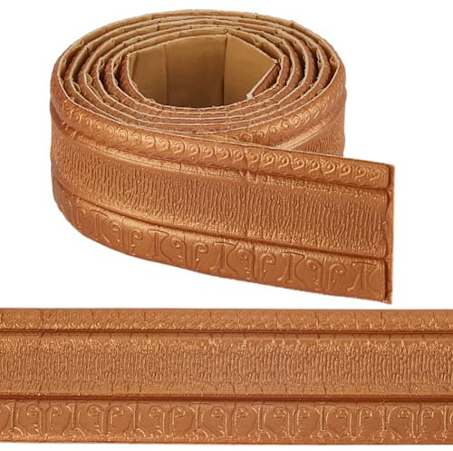 CRASPIRE Moldura de Corona de Bronce Autoadhesiva de 90.5 x 3.14 pulgada para Papel Tapiz Borde de Zócalo Flexible Borde de Pared Adhesivo de Espejo Líneas de Base de Espuma para Hotel Hogar