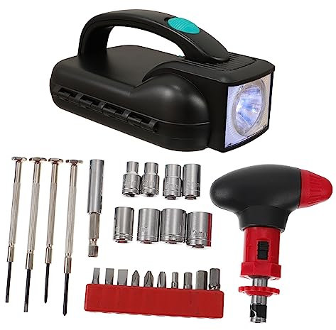 Uonlytech Kit Lampada Elettrica Attrezzi Da Lavoro Per Esterni 24 Pezzi Lampada a Batteria Alta Luminosità Resistente Alla Corrosione Portatile