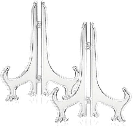 Aestustheri 2PCS Plate Stand for Display - Plastic Easels Plate 6'' - Folding Display Stands for Plates, Pictures, Frames & Decorative Items - Ideal for Weddings, Home Décor, Birthdays & Tables