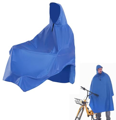 ZMDMAH Poncho de pluie vélo 3XL bleu imperméable réutilisable cape de pluie avec capuche pliable pour cyclisme trajets quotidiens camping et outdoor