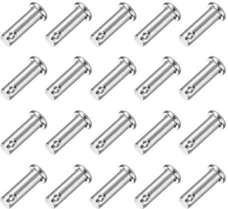 QUARKZMAN 20Pcs M8 x 25mm Perno a Forcella con Foro Singolo, Perni a Testa Piatta in Acciaio Inossidabile 304 per Aggancio Rimorchio, Installazione Mobili, Attrezzature Industriali