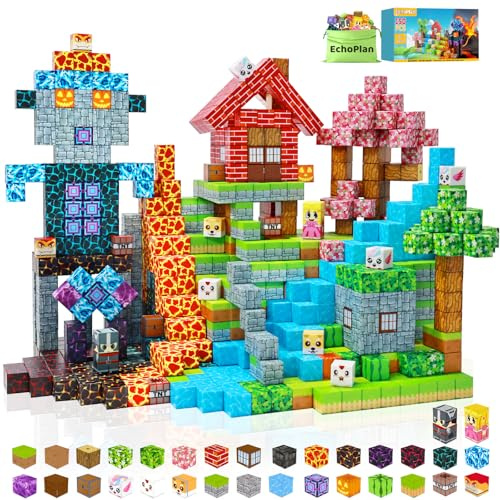 EchoPlan 150PCS Magnetic Blocks, Magnetic Building Blocks, STEM Constructions Magnet Blocks for Boys Girls Age 3 4 5 6 7 8 9 10, Sensory Stacking Toy Christmas Birthday Gifts for Kids, 1 Large Size