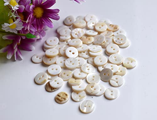 40 Pcs 11mm Mother of Pearl Buttons White Cream, 2 Holes MOP Natural Pearl Shell Buttons for Knitting, Sewing Clothes Shirt,Button Painting,Dolls Making Cardmaking, DIY Craft Decoration (11mmWhite)