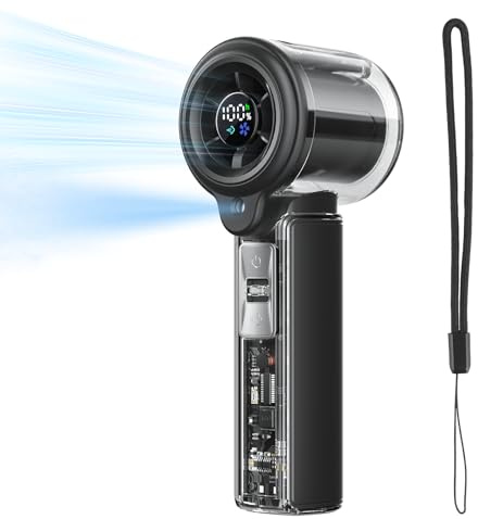 COKUNST USB Ventilador de mano con función de pulverización, pantalla LED