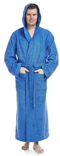 Arus Herren Bademantel mit Kapuze, Größe: XXL-3XL Lang, Farbe: Royalblau