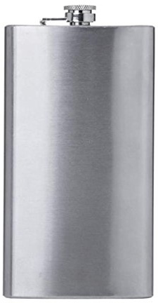 Hip Flask Holding 12 oz - Pocket Size, Stainless Steel, Rustproof, Screw-On Cap - Metallic Grey Finish Perfect for Engraving