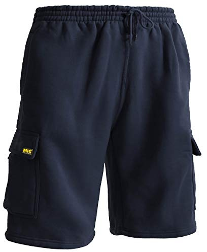 MIG - Mud Ice Gravel Mens Cargo Jogging Tracksuit Shorts Sports Work Casual Leisure (Navy, Small - 28 to 32 Waist)