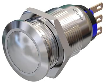 Metzler - Drucktaster 19mm - IP67 IK10 - Edelstahl - Gewölbt - Lötkontakte