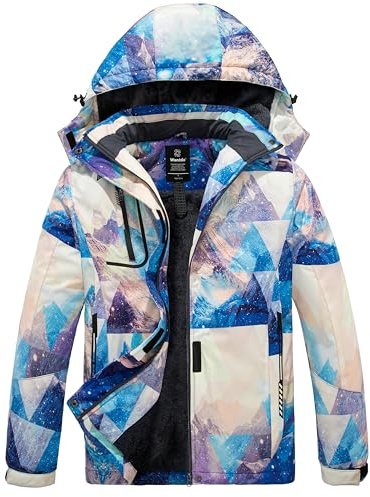 wantdo Women's Winter Coat Snow Jacket Waterproof Windbreaker Ski Fleece Raincoat Mountain Flora L