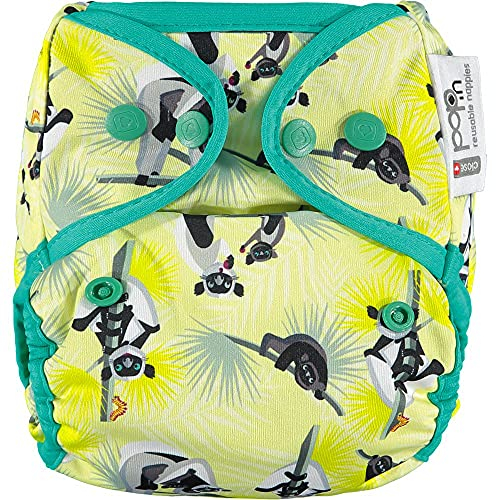 Close Pop-in Wiederverwendbare Stoffwindel, Einheitsgröße, von Geburt bis Töpfchen, Bambus, Druckknopfverschluss, Lemur-Aufdruck