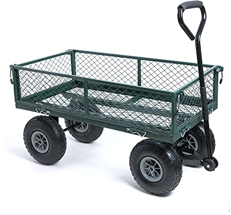 wuuhoo® I Carro de Mano Elton con Laterales Desmontables I Carro de jardín con Ruedas neumáticas I Carro de Malla de Acero con Recubrimiento de Polvo y Resistente a la Intemperie