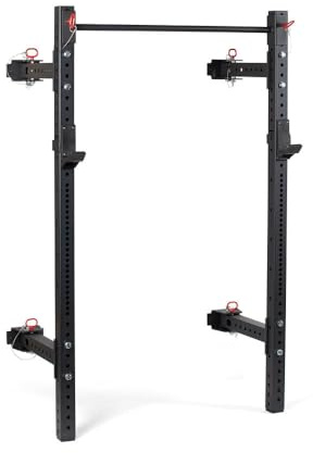 Titan Fitness X-3 Series 80-inch Wall Mounted Folding Power Rack, Space Savings Rack, Folds up to 5-inches from The Wall