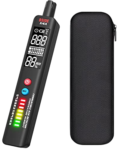 BSIDE Gaslecksuchgerät, tragbarer EBTN Bildschirm Erdgasschnüffler, integrierter Temperatur- und Feuchtigkeitssensor, lokalisiert brennbare Gase wie LPG, LNG, Propan Methan- und Butangas Kraftstoff