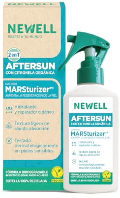 NEWELL | Aftersun med organisk citronella | Fuktgivande anti-mygglotion | Barn och vuxna | Effektiv 3-timmars myggspray | 100 ml 100 % återvinningsbar flaska