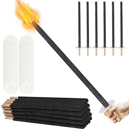 Joparri Lot de 25 torches en cire naturelle avec poignée extra longue pour la randonnée en plein air, durée de combustion 100 min
