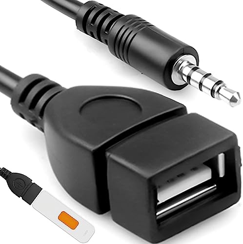 Retoo Jack Mâle 3,5 Mm vers Câble Adaptateur de Convertisseur de Câble o AUX Femelle USB, Car Adapter, Longueur 20 cm, De Convertisseur De Câble Audio pour Appareils avec Prise Audio AUX, Noir
