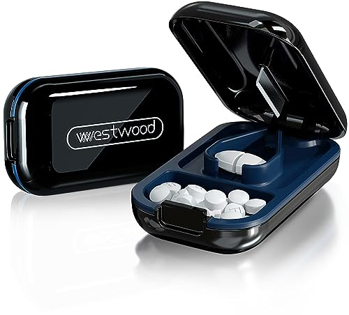 Tablettenteiler, Tablettenteiler für Kleine Tabletten, Tablettenschneider, Pillenteiler Tablettenteiler, Klein, Wasserdicht und Feuchtigkeitsbeständig, Geeignet für Handgepäck und Reisen (Schwarz)