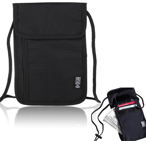QESSUVNC Brustbeutel Herren Brusttasche Reisegeldbeutel mit RFID-Schutz Wasserdicht Diebstahlsichere Tasche Passport Tasche Brustbeutel Damen, Kinder, Jungen, Herren für Smartphone und Reise Dokumente