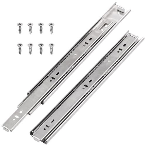 Swpeet 10Pcs 350mm Full Extension Less Noise Ball Bearing Metal Side Mount Drawer Slides, 100 lb Load Capacity Heavy Duty Locking Silver Galvanized Drawer Slides with Screws