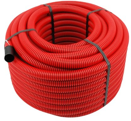 Unterirdisches Wellrohr M32 mm | Leerrohr Elektrorohr Erdwellrohr Rot | 5m 10m 25m 50m (50 METER)