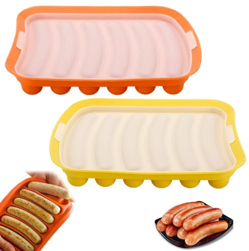 Molde de Salchicha, 2 Piezas Molde para Perros Calientes, Salchicha Silicona Molde, Perro Caliente Silicona, Molde Salchicha Perros Calientes, para Hornear y Hacer Salchichas Caseras